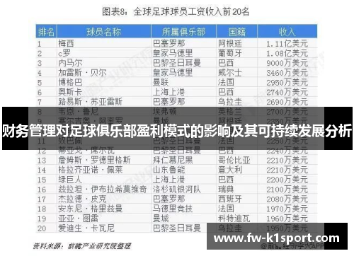 财务管理对足球俱乐部盈利模式的影响及其可持续发展分析